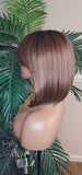 Auburn Hair Chocolate Brown Hair Wig Pixie Cut Bob Hairstyle Swoop Bang Glueless Full Cap Wig Ombre Auburn Brown Wig - Beauty Blessings LLC