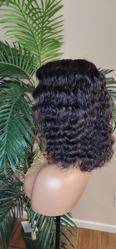 Deep Curly Bob Hair Wig Brazilian Remy 100% Human Hair Lace Front Wig Glueless Lace Wig - Beauty Blessings LLC
