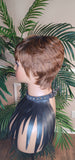 Auburn Glueless Pixie Cut Wig Brazilian Remy Human Hair Wig Tapered Cut 100% Human Hair Swoop Bang - Beauty Blessings LLC