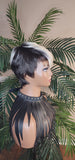 White Gray Blonde Hair Swoop Bang Wig Tapered Short Cut Pixie Cut Natural Hair Wig Glueless Wig - Beauty Blessings LLC