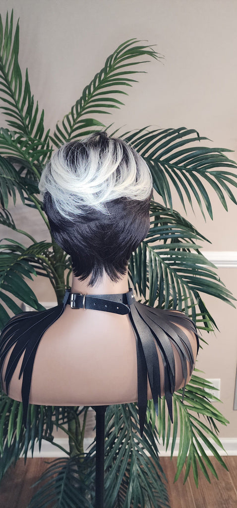 White Gray Blonde Hair Swoop Bang Wig Tapered Short Cut Pixie Cut Natural Hair Wig Glueless Wig - Beauty Blessings LLC