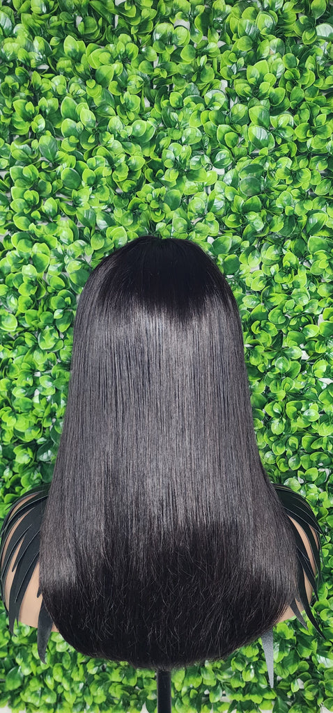 Swoop Bang Hair Wig Brazilian Virgin Remy 100% Human Hair Wig Long Bob Hairstyle Wig Feather Bang Wig - Beauty Blessings LLC