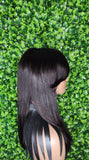 Swoop Bang Hair Wig Brazilian Virgin Remy 100% Human Hair Wig Long Bob Hairstyle Wig Feather Bang Wig - Beauty Blessings LLC