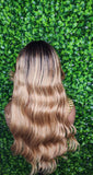 Honey Blonde Mix Hair Wig Loose Curl Long Hair Swoop Bang Hair Layered Curls Full Cap Wig Fashion Hairstyle Glueless Wig - Beauty Blessings LLC