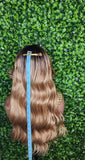 Honey Blonde Mix Hair Wig Loose Curl Long Hair Swoop Bang Hair Layered Curls Full Cap Wig Fashion Hairstyle Glueless Wig - Beauty Blessings LLC