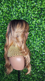 Honey Blonde Mix Hair Wig Loose Curl Long Hair Swoop Bang Hair Layered Curls Full Cap Wig Fashion Hairstyle Glueless Wig - Beauty Blessings LLC