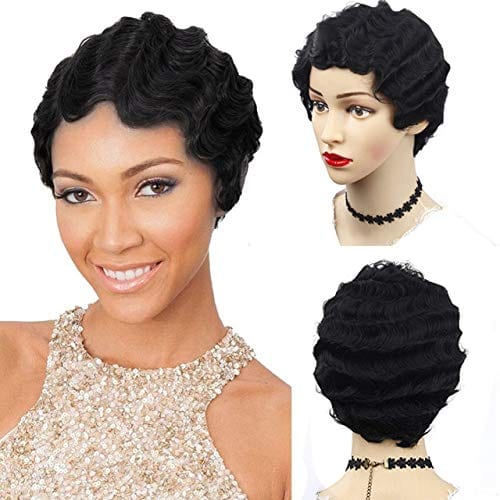 Finger Wave Short Style 100% Remy Human Hair Full Cap Wig - Beauty Blessing Wigs & Hair Extensions Boutique