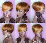 Swoop Bang Pixie Cut Ombre Pixie Wig Short Cut Strawberry Blonde Auburn Gold Wigs - Beauty Blessing Wigs & Hair Extensions Boutique