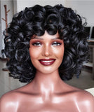 Big Curl Wigs Short Hairstyle Wig Glueless Women Wig with Bangs Curly Hair Women Fashion Wig Red Carpet Wig Bouncy Curl Hairstyle - Beauty Blessings LLC