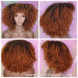 Curly Afro Kinky Twist Wig Afro Corkscrew 4C Hair Wig With Bangs Soft Natural Coily Ombre Gray Black Gray Salt Pepper Hair Wig - Beauty Blessing Wigs & Hair Extensions Boutique