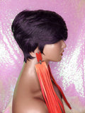 Purple Hair Pixie Short Cut Swoop Bang Style Hair Wig Glueless Wig for Women - Beauty Blessings LLC