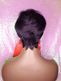 Purple Hair Pixie Short Cut Swoop Bang Style Hair Wig Glueless Wig for Women - Beauty Blessings LLC