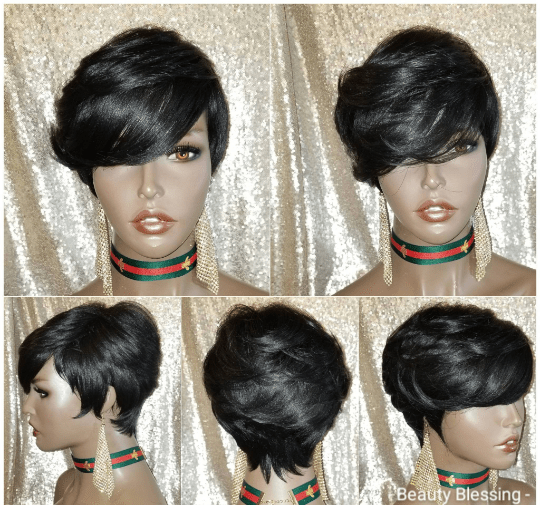 Short Cut Feather Style Full Cap Premium Fiber Wig - Beauty Blessing Wigs & Hair Extensions Boutique