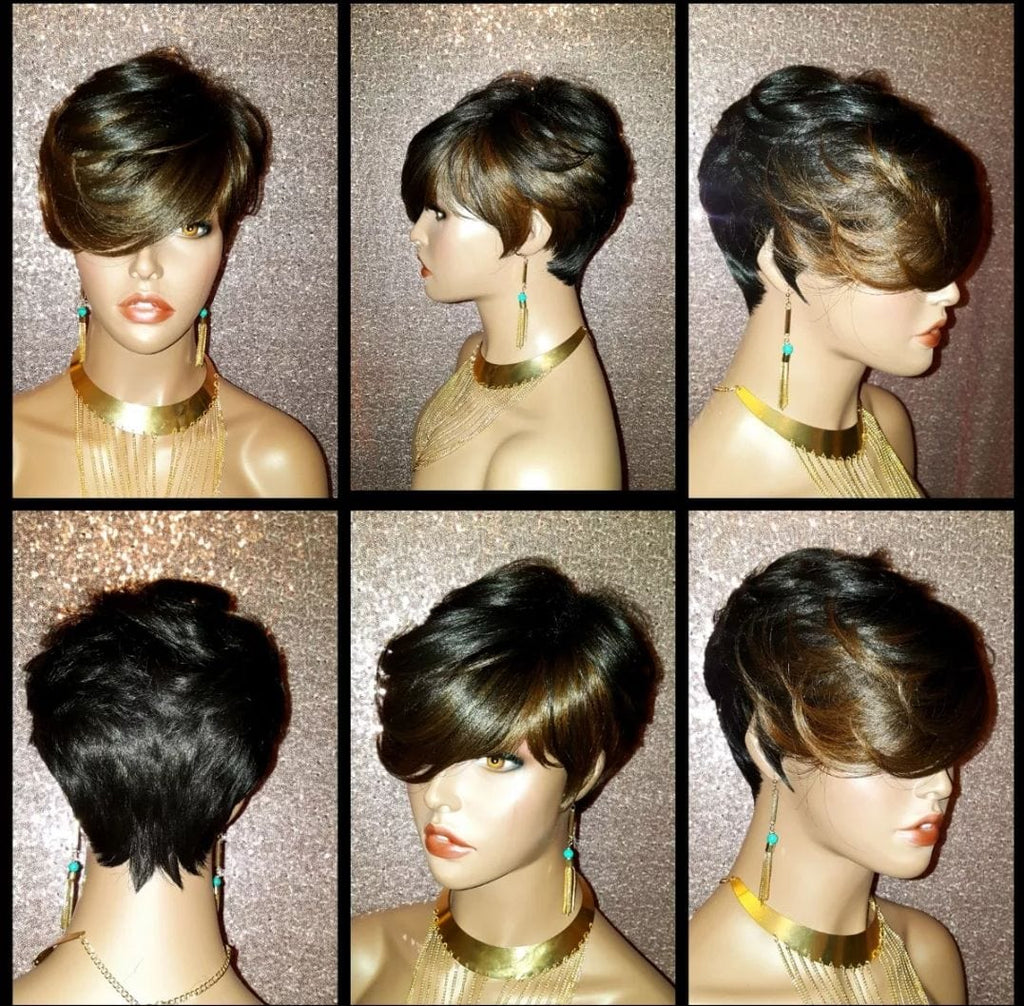 Short Cut Feather Style Full Cap Premium Fiber Wig - Beauty Blessing Wigs & Hair Extensions Boutique