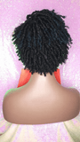 Dreadlocks Afrocentric Short Afro Kinky Coily Twist  Natural Hairstyle Wig Pixie Cut Shots Dread Locks Ombre Green Blue Mix Hair Bang - Beauty Blessings LLC