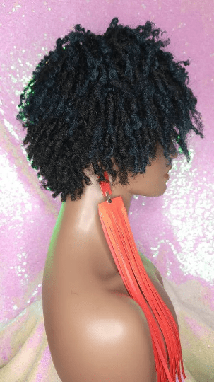 Dreadlocks Afrocentric Short Afro Kinky Coily Twist  Natural Hairstyle Wig Pixie Cut Shots Dread Locks Ombre Green Blue Mix Hair Bang - Beauty Blessings LLC