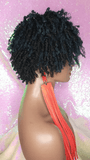 Dreadlocks Afrocentric Short Afro Kinky Coily Twist  Natural Hairstyle Wig Pixie Cut Shots Dread Locks Ombre Green Blue Mix Hair Bang - Beauty Blessings LLC