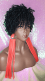 Dreadlocks Afrocentric Short Afro Kinky Coily Twist  Natural Hairstyle Wig Pixie Cut Shots Dread Locks Ombre Green Blue Mix Hair Bang - Beauty Blessings LLC