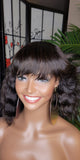 Deep Wave Short Bob Hairstyle Brazilian Remy 100% Human Hair with Bangs Natural Loose Wave Hair Wig Black Hair Wig - Beauty Blessing Wigs & Hair Extensions Boutique