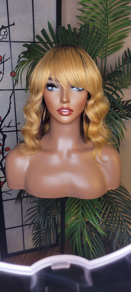 Deep Wave Hair Strawberry Blonde Remy 100% Human Hair Wig Wavy Hair Swoop Bang Wig Full Cap Wig Colored Hair Wig
Light Yaki Texture Hair Wig - Beauty Blessings LLC