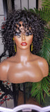 Short Small Curly Hairstyle Bob Wig Style Brazilian Remy 100% Human Hair Full Cap Women Wig Curly Hair with Bangs - Beauty Blessings LLC