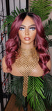 Curly Lace Front Big Barrel Curl Lace Wig Silky Soft Hair Natural Hairline Burgundy Dark Cranberry Hair Protective Style Glueless Wig - Beauty Blessings LLC