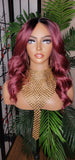 Curly Lace Front Big Barrel Curl Lace Wig Silky Soft Hair Natural Hairline Burgundy Dark Cranberry Hair Protective Style Glueless Wig - Beauty Blessings LLC