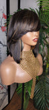Ombre Auburn Hair Bob Human Hair Brazilian Remy Hair Natural Hairstyle Swoop Bang Bob Style Full Cap Wig - Beauty Blessings LLC