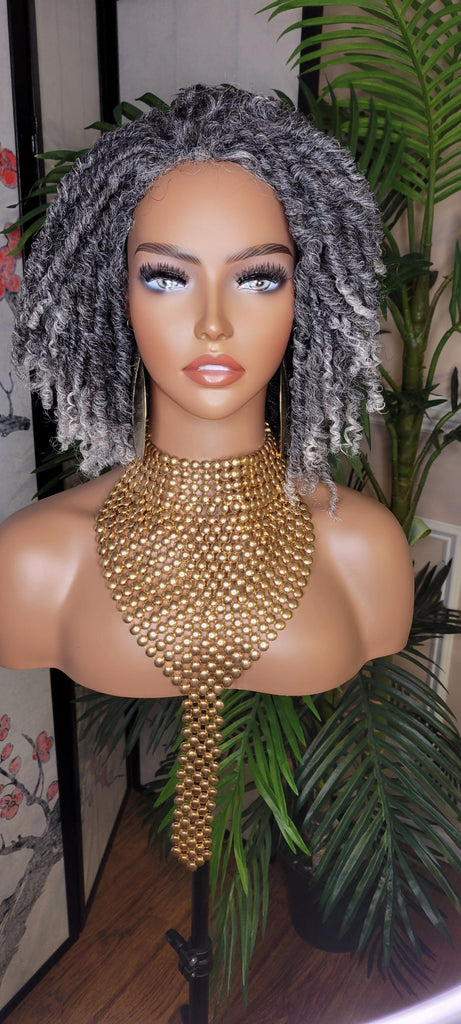 Gray Hair Afro Kinky Twist Dreadlocks Locs Lace Wig Natural Style Locks Hair Lace Part Sisterlocks Natural Hairstyle Wig
  - Beauty Blessings LLC