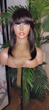 Brazilian Remy 100% Human Hair Straight Wrap Style Layered Swoop Bang Full Cap Wig Fashion Hair Wig - Beauty Blessings LLC