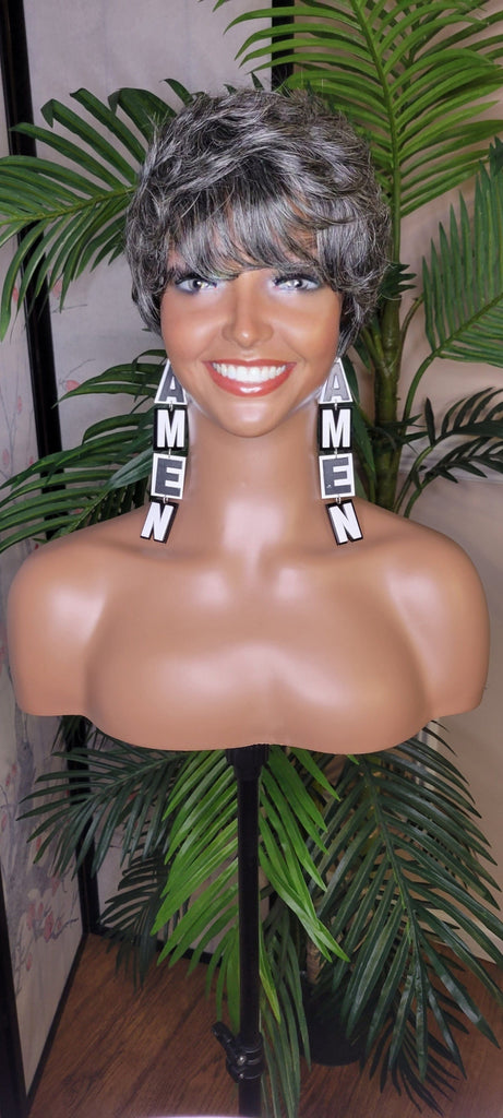 Salt and Pepper Gray Hair Pixie Cut Brazilian Remy Human Hair Fashion Beauty Gray Hair Wig - Beauty Blessings LLC