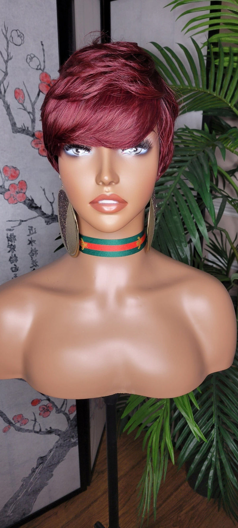 Short Hair Cut Pixie Cut Peruvian Remy Human Hair Wigs Burgundy Wigs - Beauty Blessing Wigs & Hair Extensions Boutique