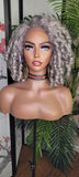 Gray Hair Kinky Hair Voluminous Curl Hair Lace Front Wig Wand Curly Natural Yaki Texture Bob Wig Baby Hairs - Beauty Blessings LLC
