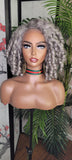 Gray Hair Kinky Hair Voluminous Curl Hair Lace Front Wig Wand Curly Natural Yaki Texture Bob Wig Baby Hairs - Beauty Blessings LLC