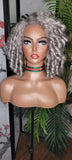 Gray Hair Kinky Hair Voluminous Curl Hair Lace Front Wig Wand Curly Natural Yaki Texture Bob Wig Baby Hairs - Beauty Blessings LLC