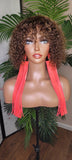 Ombre Brown Auburn Strawberry Blonde Jerry Curl Bob Hairstyle Brazilian Remy 100% Human Hair Wig Pixie Short Bob Hair Wig - Beauty Blessings LLC