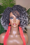 Curly Gray Hair Afro Kinky Twist Dreadlocks Locs Lace Wig  Natural Style Curly Locks Hair Full Cap Sisterlocks Natural Hairstyle Wig - Beauty Blessings LLC