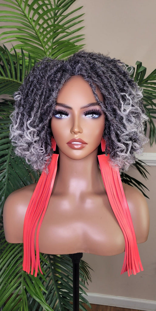 Curly Gray Hair Afro Kinky Twist Dreadlocks Locs Lace Wig  Natural Style Curly Locks Hair Full Cap Sisterlocks Natural Hairstyle Wig - Beauty Blessings LLC