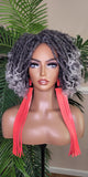 Curly Gray Hair Afro Kinky Twist Dreadlocks Locs Lace Wig  Natural Style Curly Locks Hair Full Cap Sisterlocks Natural Hairstyle Wig - Beauty Blessings LLC