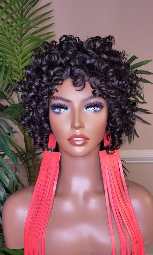 Soft Pin Curls Short Loose Curl Salt Pepper Brazilian Remy 100% Human Hair Full Wig - Beauty Blessing Wigs & Hair Extensions Boutique