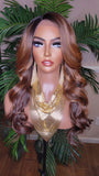 Ombre Brown Golden Blonde Lace Wig Hairstyle Long Loose Curl Strawberry Blonde Hair  Glueless Wig Fashion Lace Wig - Beauty Blessings LLC