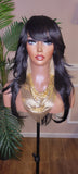 Swoop Bang Long Straight Hair Wig Silky Soft Natural Hairstyle Celebrity Wig Protective Style Glueless Wig Black Colored Wig - Beauty Blessings LLC