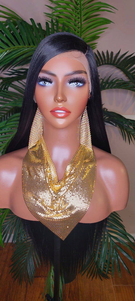 Long Straight Lace Front Lace Wig Soft Hair Natural Hairline Glueless Pre-Plucked Lace Wig - Beauty Blessings LLC