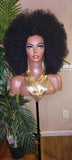 Black Hair Big Afro Wig Kinky Coil Realistic Natural Hair Afro Full Cap Wig Fluffy Jumbo Afro Hair Wig