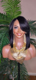 Bob Cut Wig Swoop Bang Hairstyle Lace Front Wig Short Cut Glueless Lace Wig Flexible Parting Space Natural Hairline - Beauty Blessings LLC
