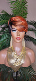 Copper Color Wig  Swoop Bang Wig Short Cut Celebrity Inspired Pixie Cut Hair Wig with Swooo Bangs and Layers Color Shown Off Black Ombre Copper Bang - Beauty Blessings LLC