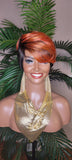 Copper Color Wig  Swoop Bang Wig Short Cut Celebrity Inspired Pixie Cut Hair Wig with Swooo Bangs and Layers Color Shown Off Black Ombre Copper Bang - Beauty Blessings LLC