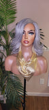 Gray Hair Curly Hair Yaki Texture Voluminous Curl Hair Wig Barrel Curly Natural Hair Wig Baby Hairs Light Salt Pepper Hair Wig - Beauty Blessings LLC