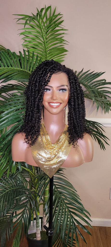 Spring Twist Kinky Twist Hairstyle Curly Glueless Lace Front Wig - Beauty Blessings LLC