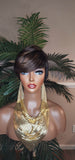 Pixie Cut Wig Chocolate Brown Dark Brown Auburn Hair Short Hairstyle Wig with Swoop Bangs Hair Glueless Wigs for Women Celebrity Hairstyles - Beauty Blessings LLC